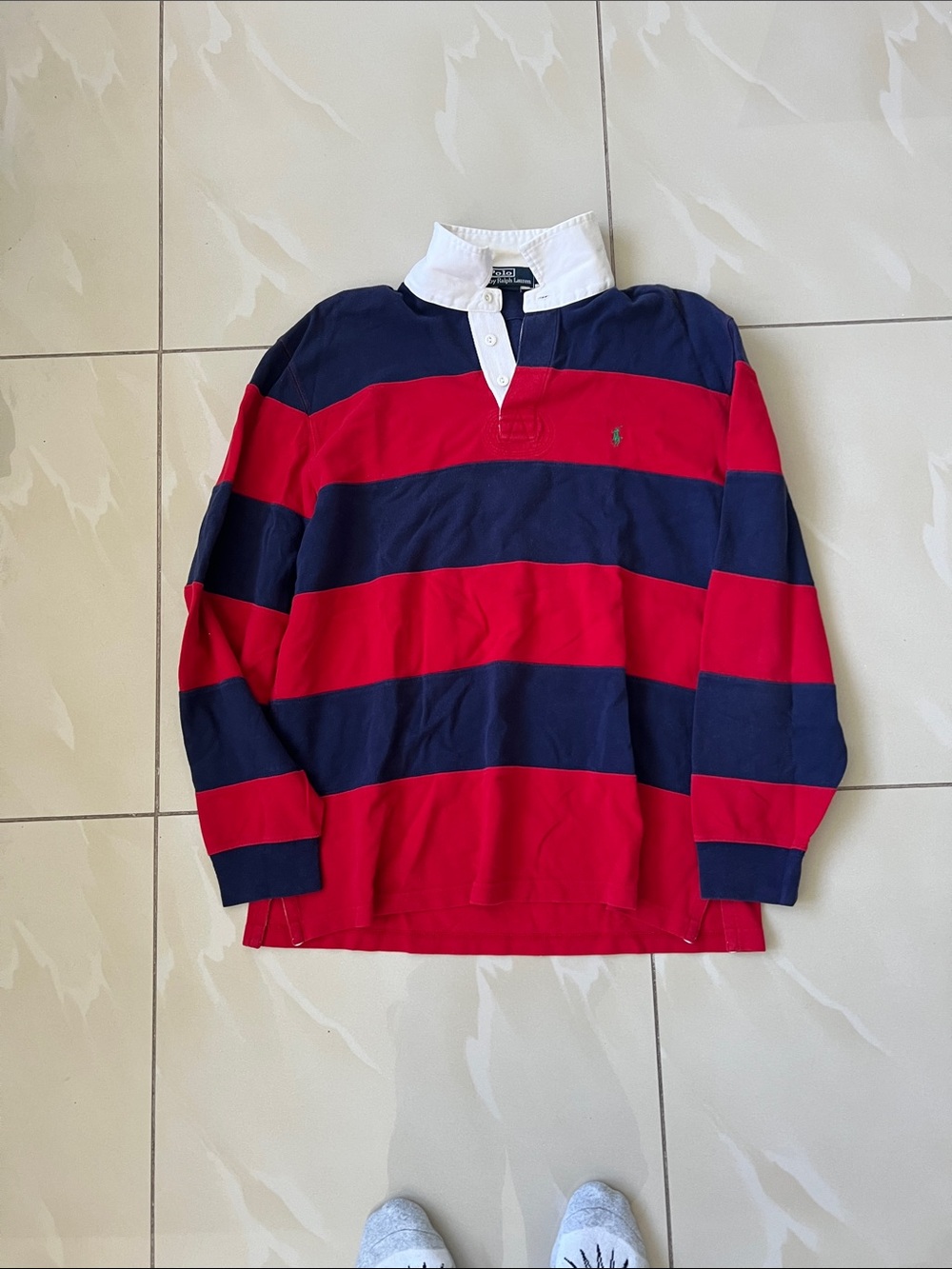 Polo by Ralph Lauren Red & Navy Striped Rugby Shirt